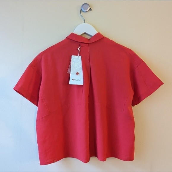 Lululemon Full Day Ahead Short Sleeve Shirt Red 2 - Picture 3 of 9